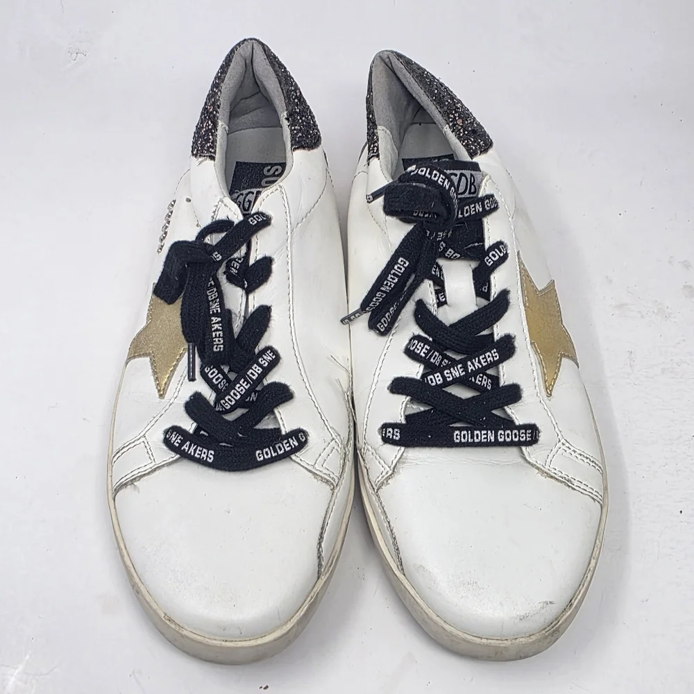 Golden Goose Superstar Low Top Classic White Leather Sparkle Gold Star 41-42